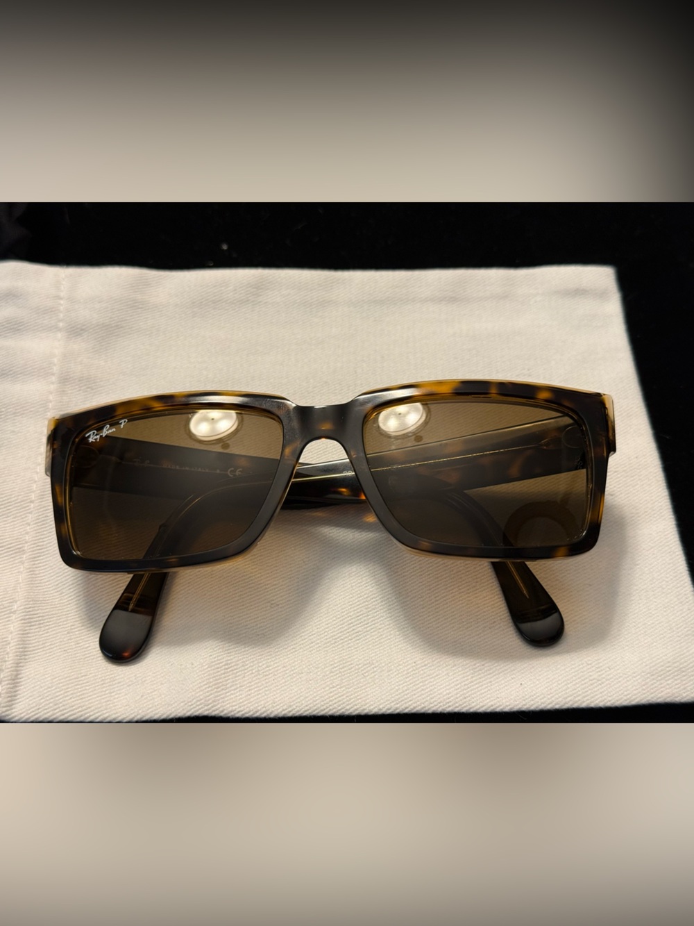 Ray-Ban Tortoiseshell Square Polarized Sunglasses Brown Lenses